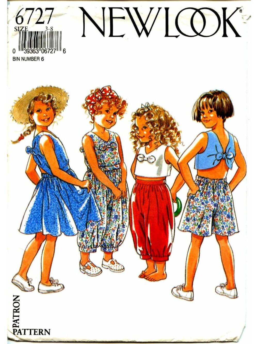 New Look 6727 Girls Sewing Pattern For Dress Playsuit Top Trousers & Shorts Size